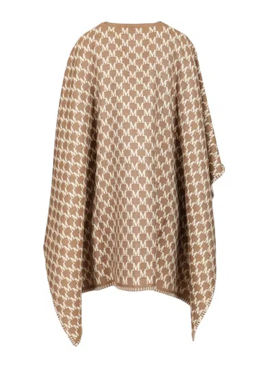 Max Mara Editti Wool Cotton Cape All Over Logo