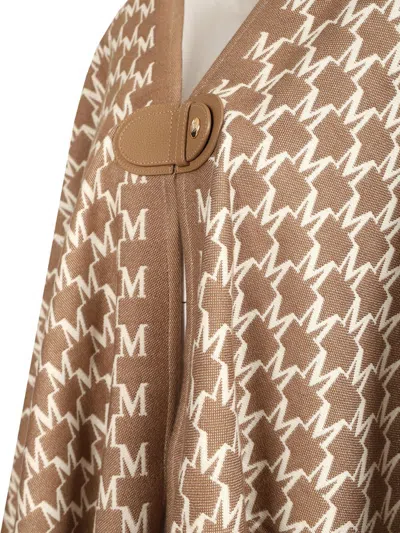 Max Mara Editti Wool Cotton Cape All Over Logo