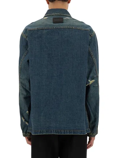 Helmut Lang Distressed Denim Jacket In Blue