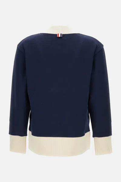 Thom Browne Contrasting-trim V-neck Cardigan In Blue