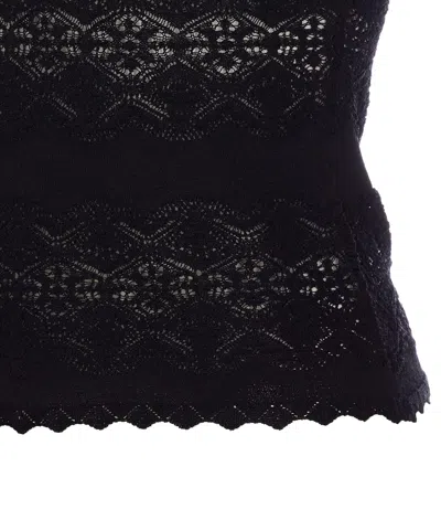 Twinset Twin-set Fitted Black Top With Lace Detailing
