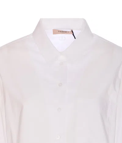 Twinset Over Popeline Lace Shirt In White