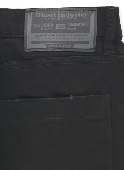 Diesel Stretch Cotton Cargo Jeans In Black