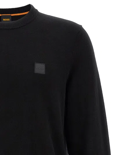 Hugo Boss Cotton-cashmere Regular-fit Sweater With Logo Patch In Black