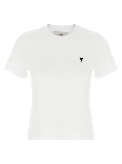 Ami Alexandre Mattiussi Ami De Coeur Cropped T-shirt In White