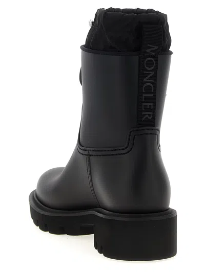 Moncler Kickstream Rubber Wellington Ankle Boots In Black
