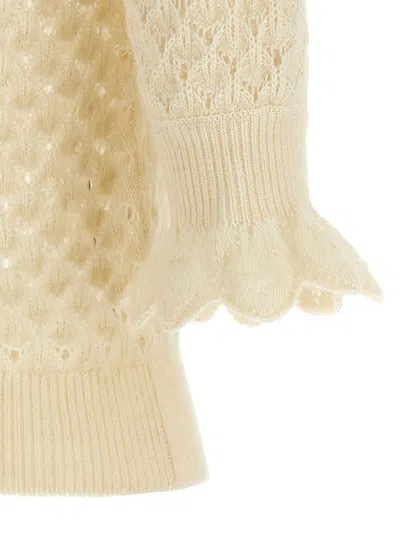 Chloé Pointelle Knit Sweaters And Cardigans White In Yellow