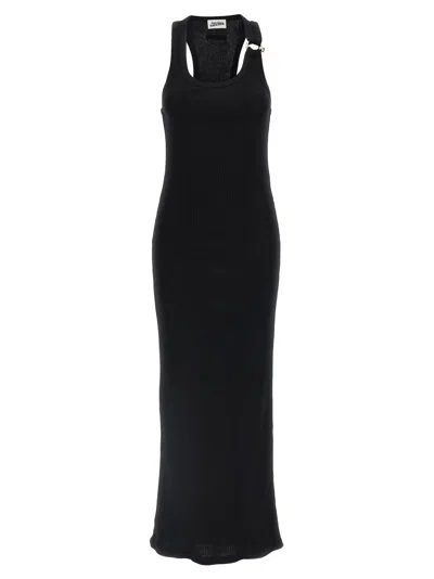 Jean Paul Gaultier Womens Black Ribbed Scoop-neck Cotton-jersey Midi Dress In Black