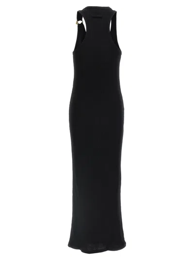 Jean Paul Gaultier Womens Black Ribbed Scoop-neck Cotton-jersey Midi Dress In Black