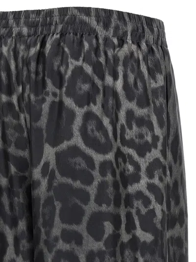 Stella Mccartney Wide Leg Animal Print Trousers With Elastic Waistband In Black