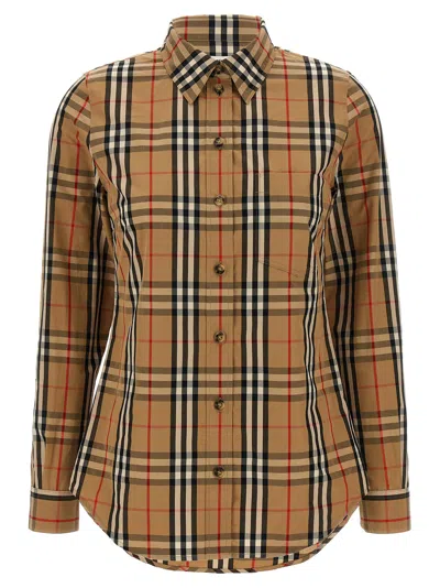 Burberry 'curved Hem Buttoned Cuffs Long Sleeves Shirt' In Brown