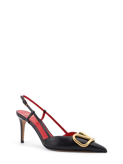 Valentino Garavani Vlogo Signature Satin Slingback Pumps 80mm Woman Black 40.5