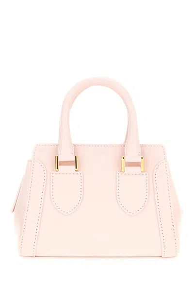 Alexander Mcqueen Structured Leather Tote Bag With Top Handles In Pink