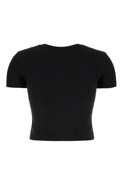We11 Done Crew Neck Cropped T-shirt With Graphic Print In Black