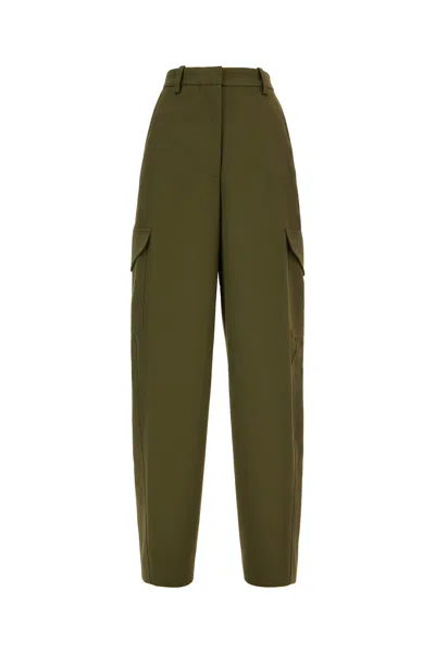 Givenchy Cotton Blend High Waist Cargo Pants In Green