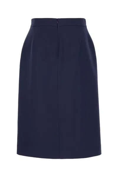 Valentino Skirt Wool Blend Belted Waist In Blue