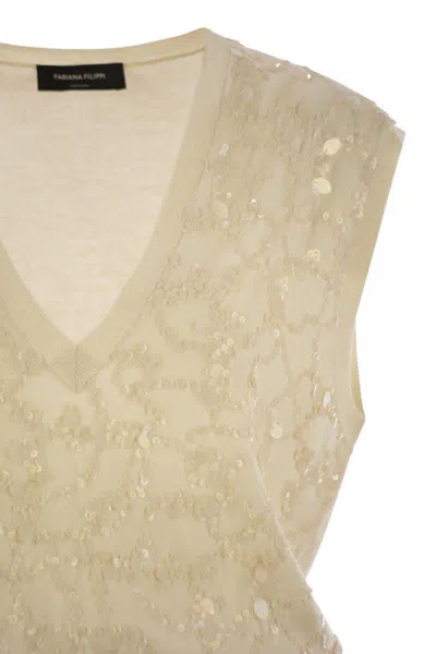 Fabiana Filippi Wool And Cotton Waistcoat With Sequins