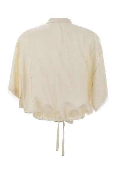 Fabiana Filippi Viscose Linen Short Sleeve Shirt With Bottom Drawsting