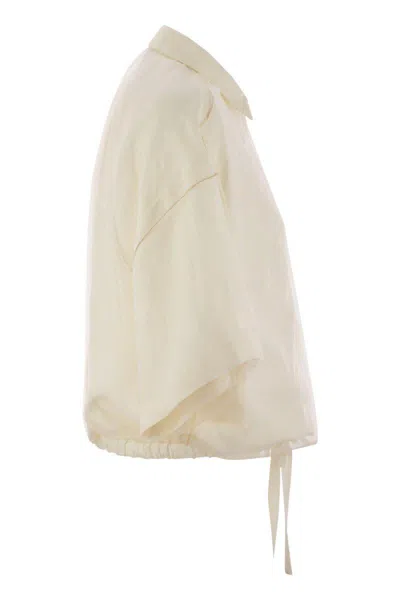 Fabiana Filippi Viscose Linen Short Sleeve Shirt With Bottom Drawsting