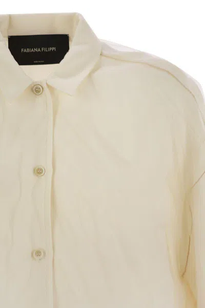 Fabiana Filippi Viscose Linen Short Sleeve Shirt With Bottom Drawsting