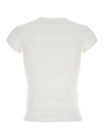 Diesel White T-shirt With Round Neck And Logo Plaque On The Front