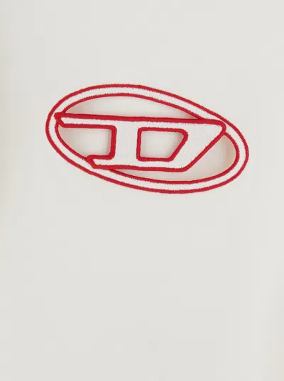 Diesel White T-shirt With Round Neck And Logo Plaque On The Front
