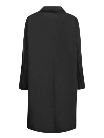 Herno Refined Black Duster Coat With Classic Collar In Black