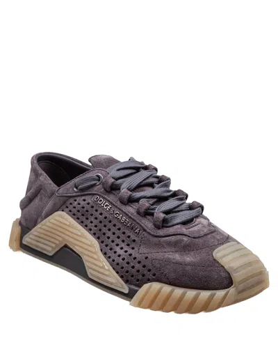 Dolce & Gabbana Ns1 Suede Sneakers Lead Grey Color In Brown