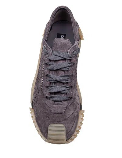 Dolce & Gabbana Ns1 Suede Sneakers Lead Grey Color In Brown
