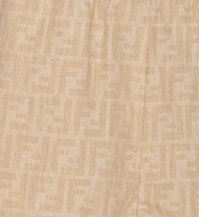 Fendi Chambray Ff Shorts In Neutral