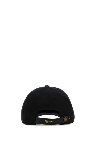 Tom Ford Black Baseball Cap With Logo Embroidery On The Front And Logo Lettering On The Rear In Cotton Man In Black