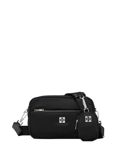 Tory Burch Virginia Logo Plaque Crossbody Bag In Black