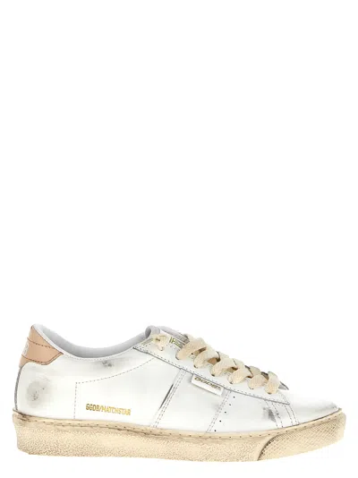 Golden Goose Pink Matchstar Sneakers In White