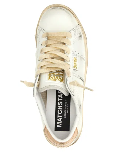 Golden Goose Pink Matchstar Sneakers In White