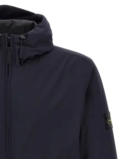Stone Island Soft Shell-r E.dye®technology Casual Jackets And Parka Blue In Blue