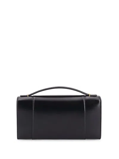 Balenciaga Hourglass Leather Top Handle Clutch In Black