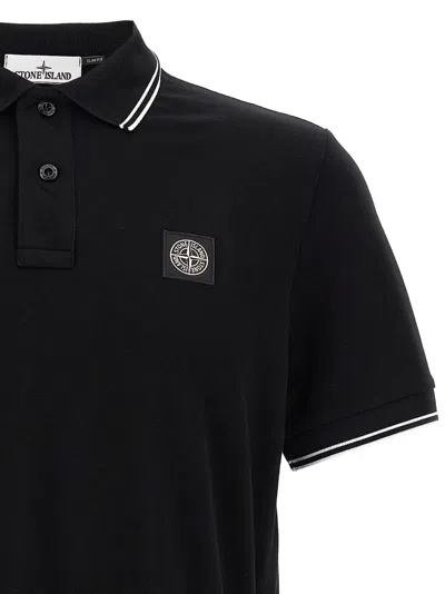 Stone Island Short Sleeve Slim Polo In Blue