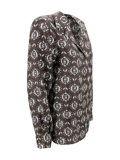 Weekend Max Mara Printed Silk Pajama Shirt In Black