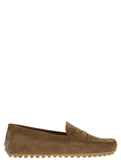 Tod's City Gommino Suede Loafer In Animal Print