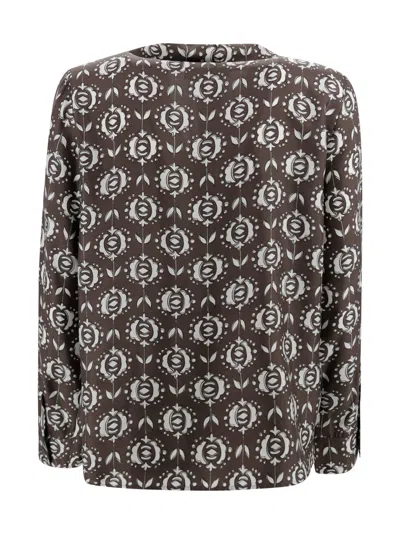 Weekend Max Mara Printed Silk Pajama Shirt In Black