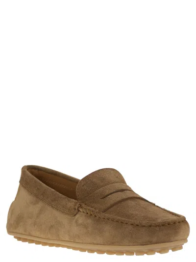 Tod's City Gommino Suede Loafer In Animal Print