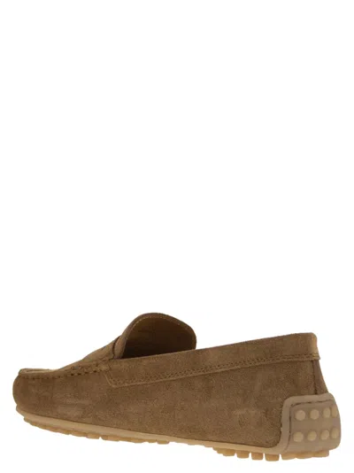 Tod's City Gommino Suede Loafer In Animal Print
