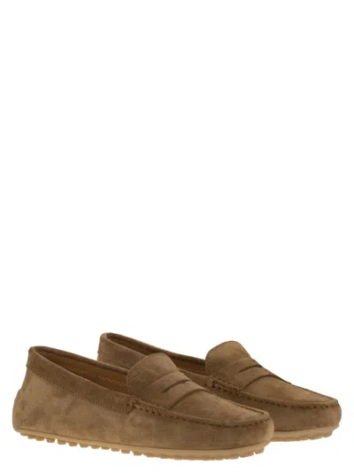 Tod's City Gommino Suede Loafer In Animal Print