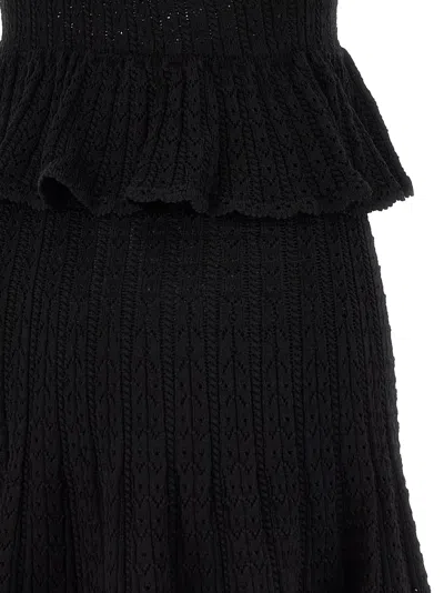 Self-portrait Pointelle-knit Sleeveless Mini Dress In Black
