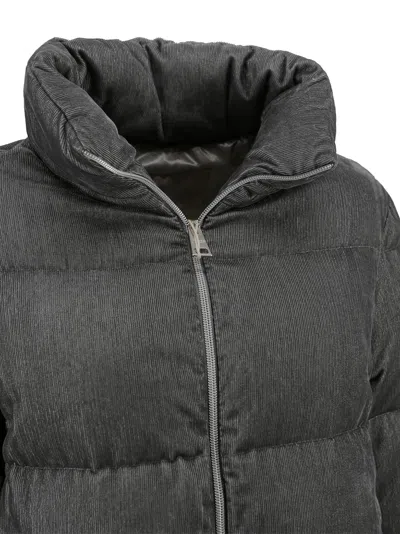 Herno High Collar Padded Jacket Lurex Highlights In Gray