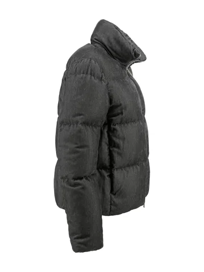 Herno High Collar Padded Jacket Lurex Highlights In Gray