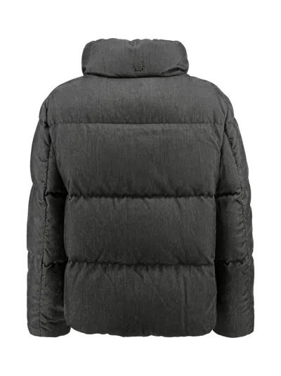 Herno High Collar Padded Jacket Lurex Highlights In Gray