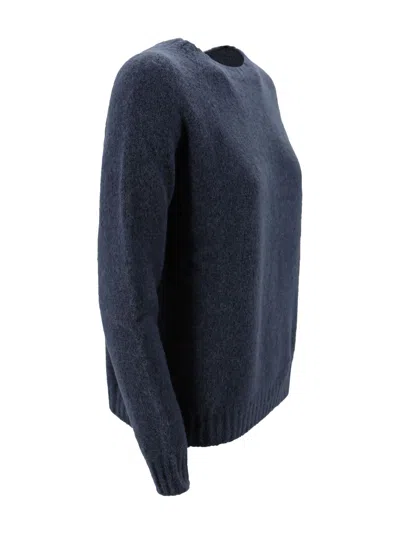 Weekend Max Mara Navy Blue Alpaca Blend Oversize Ghiacci Sweater In Blue
