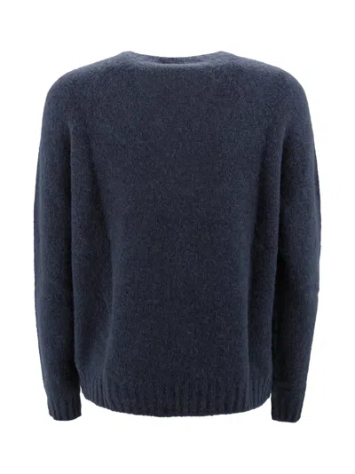 Weekend Max Mara Navy Blue Alpaca Blend Oversize Ghiacci Sweater In Blue