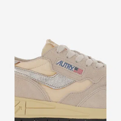 Autry Reelwind Low Sneakers In Nylon Suede And Leather Color Ecru And Platinum Shoes In Multi